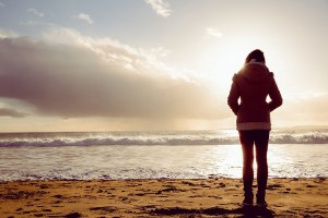 Rear view of woman looking at the sea