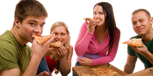 food addiction friends Eating Pizza