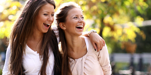 Two Cheerful Girls Outside