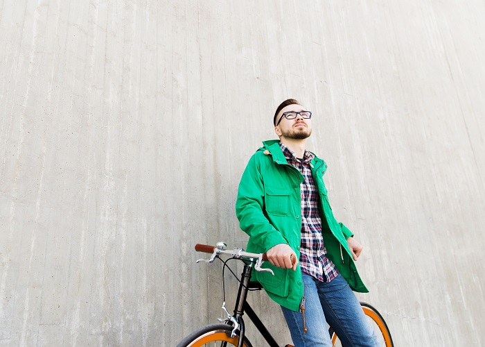 Happy man with bike