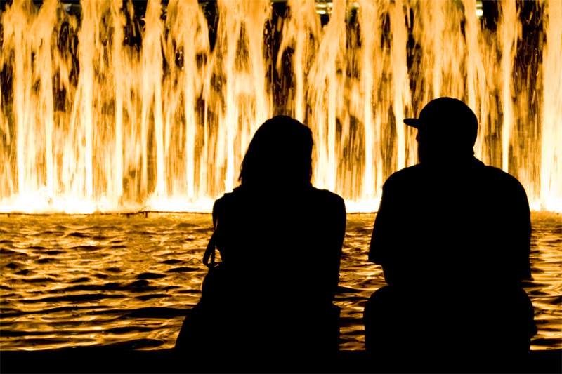 Couple at water light show