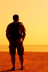 Man standing in the desert sun