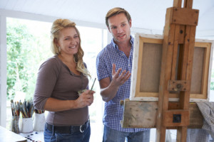 Woman Attending Painting Class