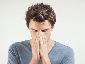 portrait of young desperate man