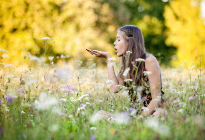 Girl in field Giving Up Control of her addiction