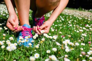 Woman running in spring concept