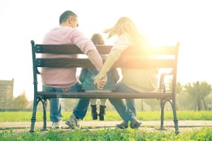 Family sitting on the bench