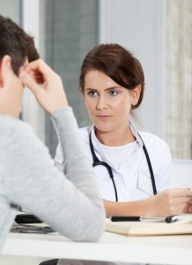 Doctor talking to patient about using cannabis for nausea