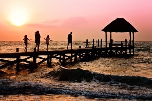 Family on the boardwalk