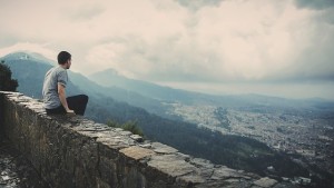 person on edge of lookout