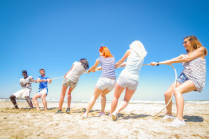 ladies doing tug of war