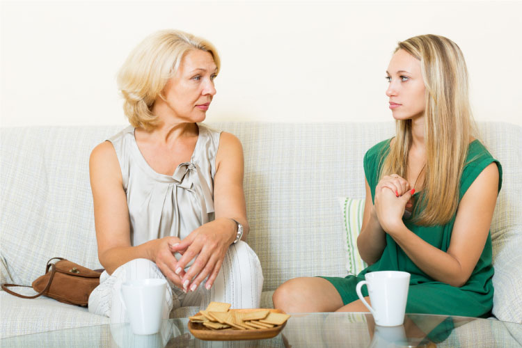 Mom talking to her daughter about marijuana use