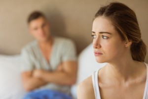 Upset couple not talking to each other after fight