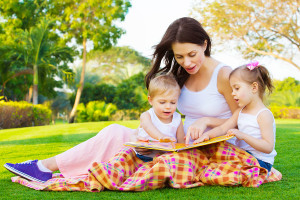 mother with two young childern