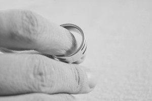 Hand with wedding ring off