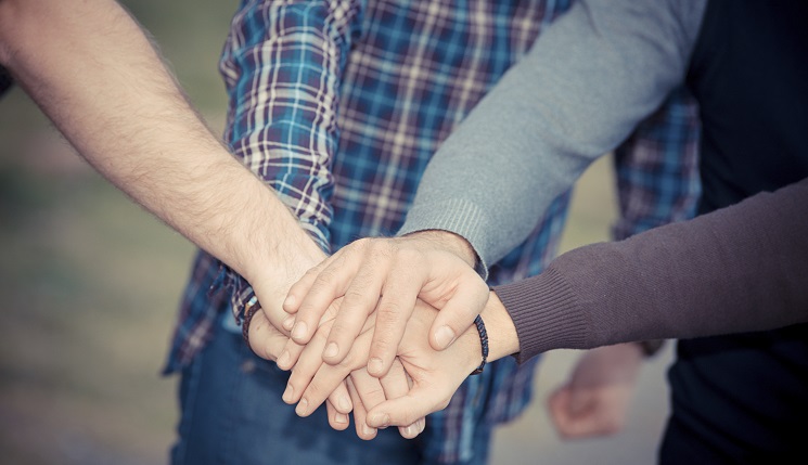 Teamwork Hands-Raise Awareness Of Alcohol Abuse Now