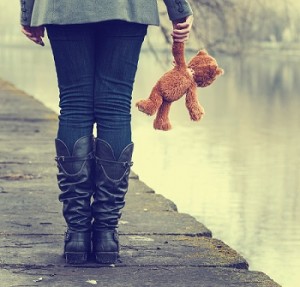 Lonely Girl Walking On Pier-Teen Suicide