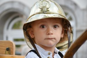 Child wearing a helmet