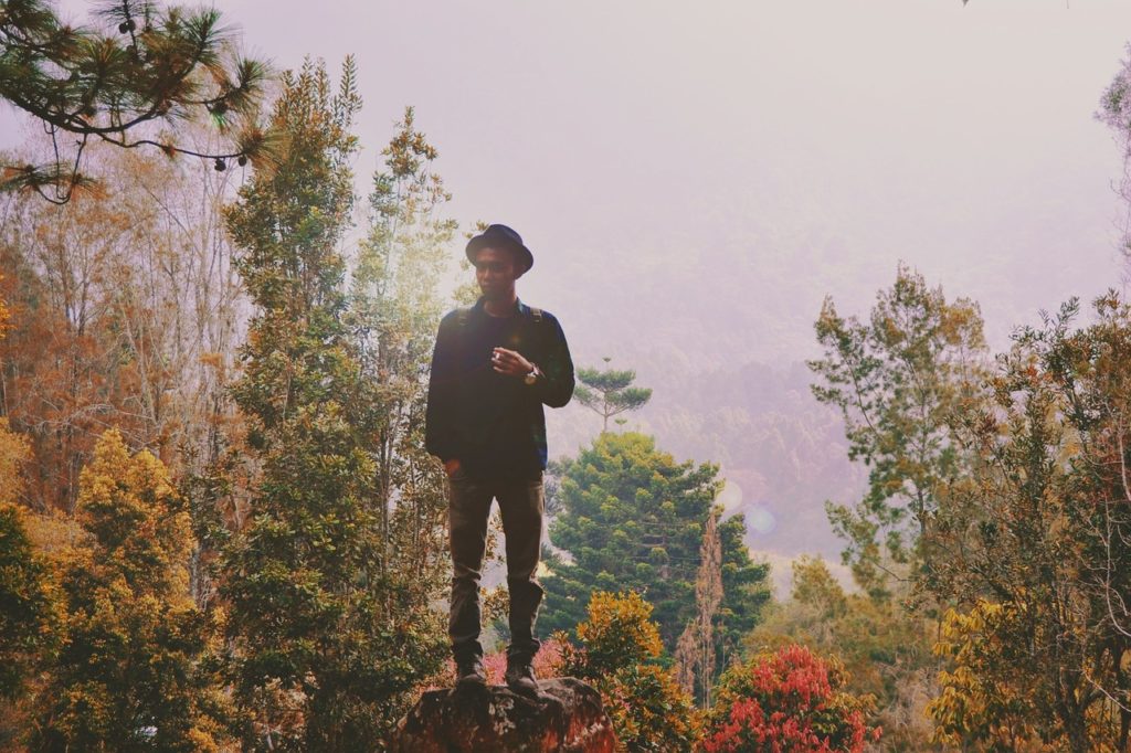 Man walking in the mountains