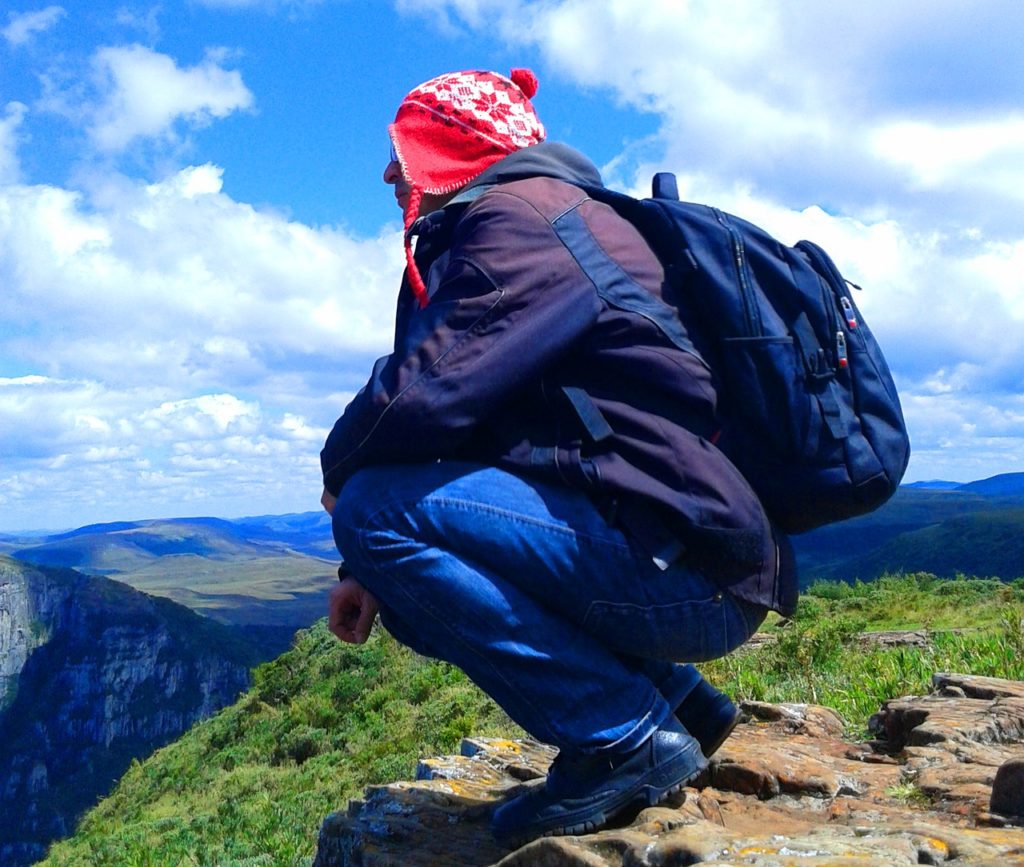 Man travelling during the holidays