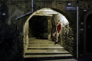 Woman in tunnel