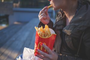 Woman with food addiction