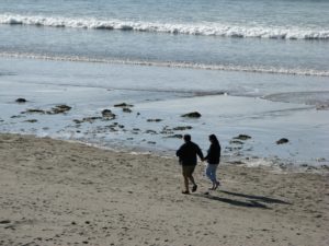 Couple standing on the beach