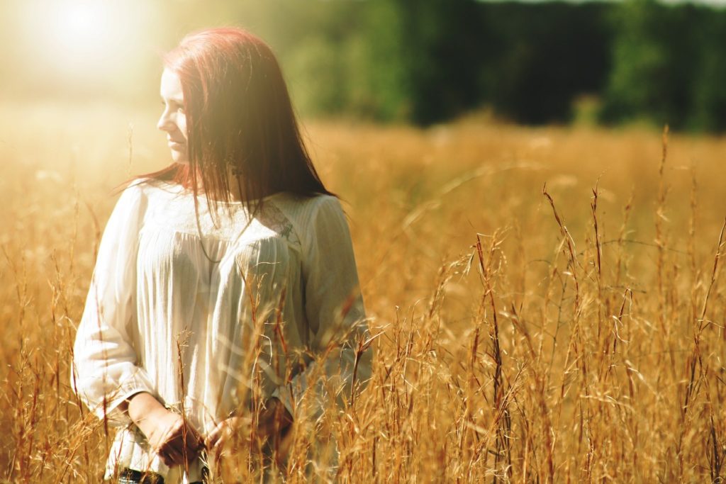 Millennial in a field