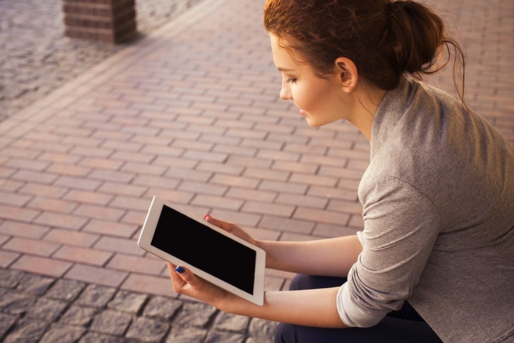 Woman struggling with work addiction