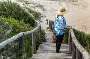 Woman on the sea shore