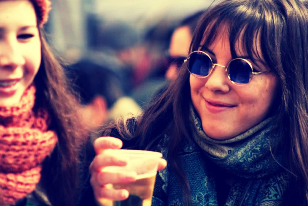 Woman drinking alcohol