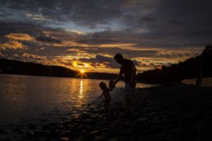 Family enjoying sunset