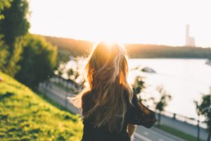 Woman by beach