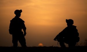 Soldier in a sunset