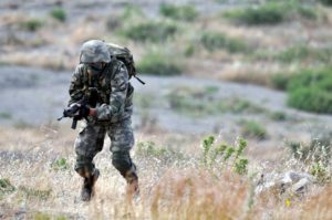 Solider walking and training