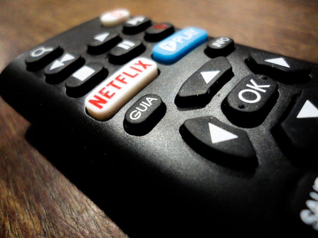 Remote control showing netflix button