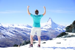 Man with addiction standing in the snow