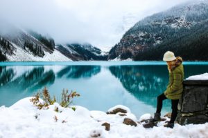 Woman near lake