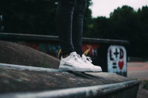 Shoes standing on a step