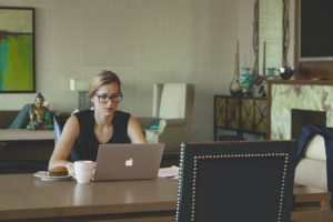 Woman working at home