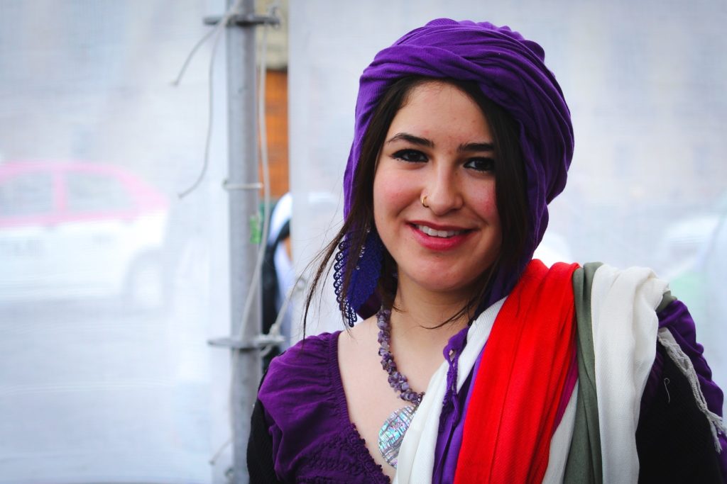 Woman Girl Student Smiling with Purple Hat